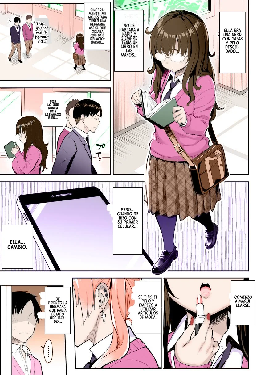 Moto InCha no Kyonyuu Yariman Imouto ga Erosugite, Onii-chan wa Mou…!! | Mi Hermanita quien era una comelibros se convirtió en una Puta de grandes Tetas, Entonces yo…!! - Page 4