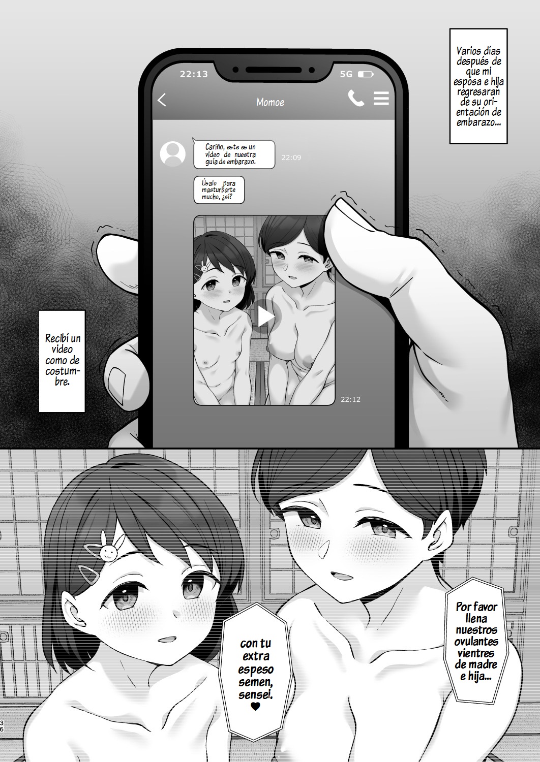 Sasaki-ke Saimin NTR Oyakodon 2 -Ninshin Shidou Hen- | La Infidelidad Hipnótica de la Madre y la Hija de la Familia Sasaki 2 -Guía de Embarazo- - Page 35