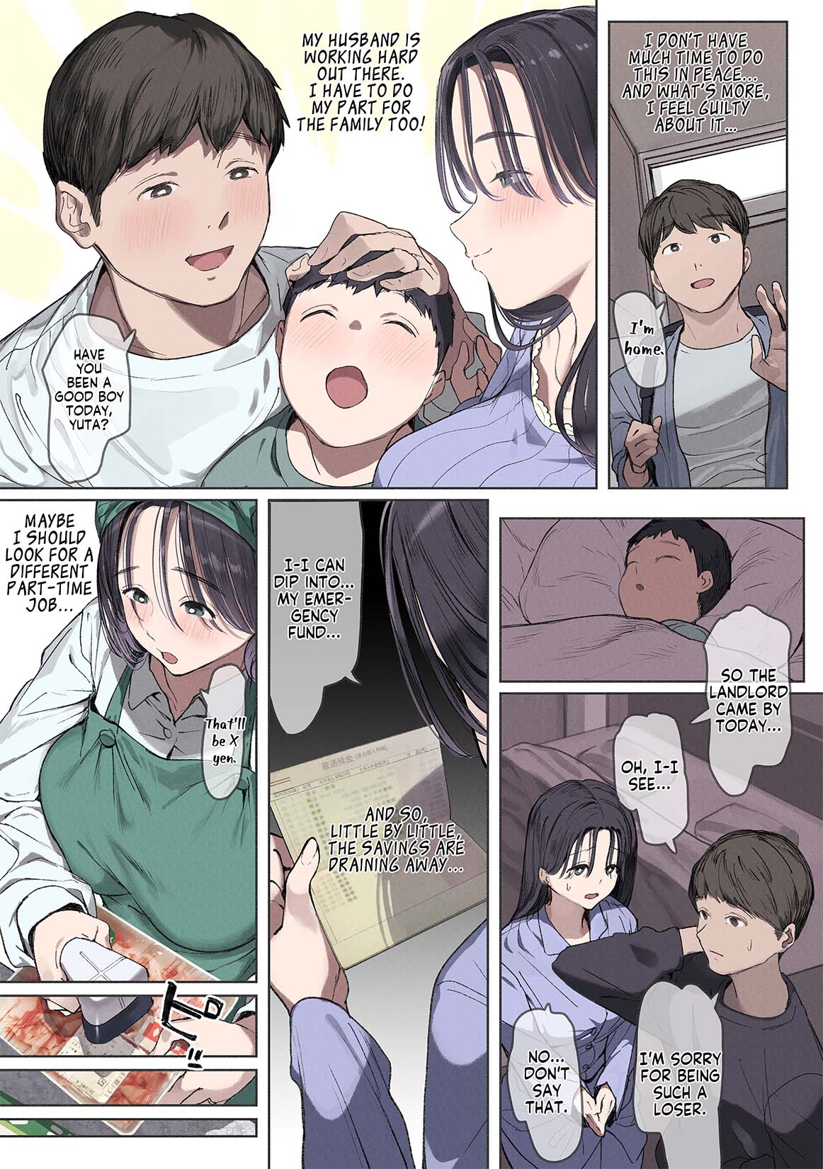 Kongetsu no Yachin ga Haraemasen. [Hinkon Hitodzuma Chifuyu] Danna ni Naisho de Ooya-san no Aijin ni Narimashita. - Page 9